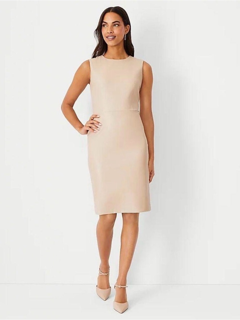 Ann Taylor Sleeveless Blush Midi Dress